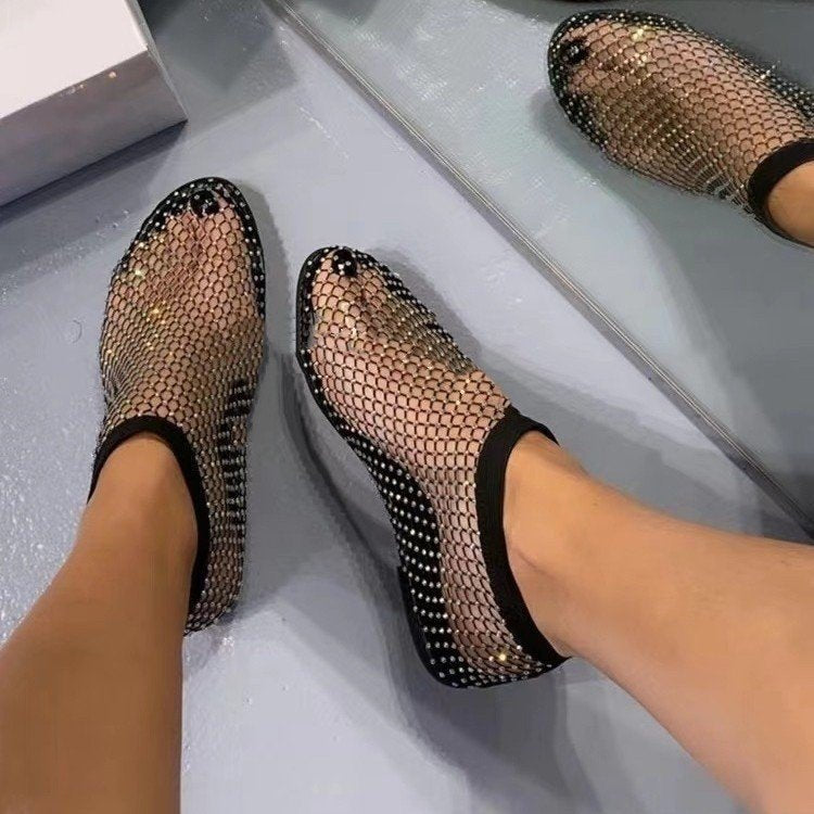 Summer Diamond Mesh Sandals Sexy Plus Size Flat Sandals 3