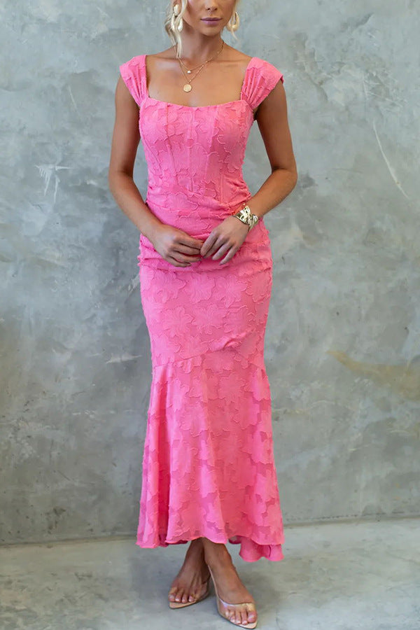 Women Sleeveless Off-Shoulder Solid Dress