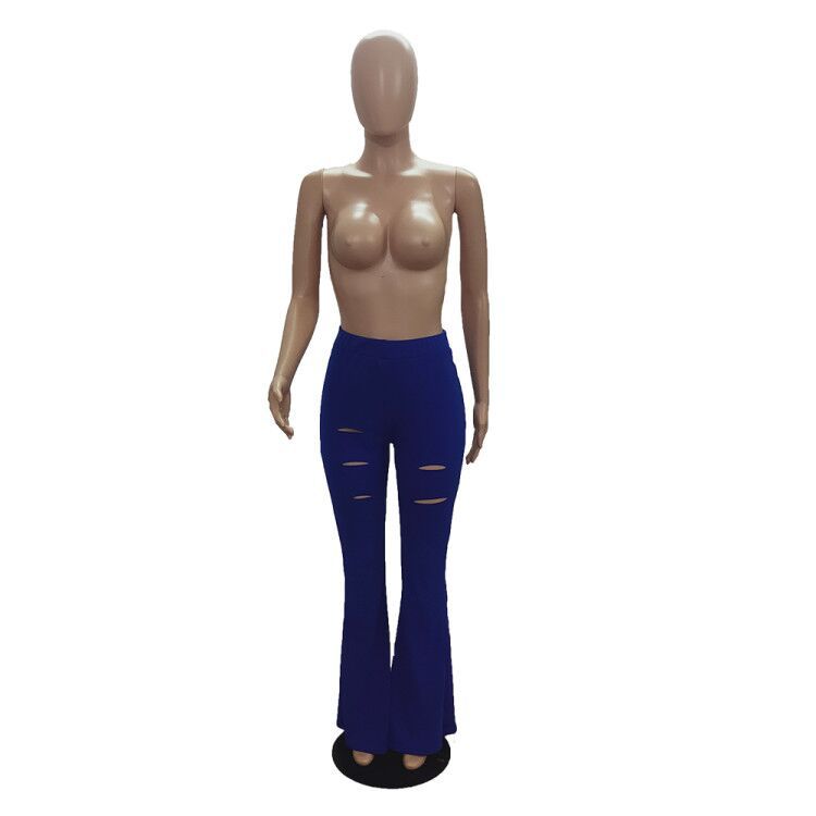 Women's Classic High Waist Slim Cropped Ripped Trousers Women's Pull Up Pants 20