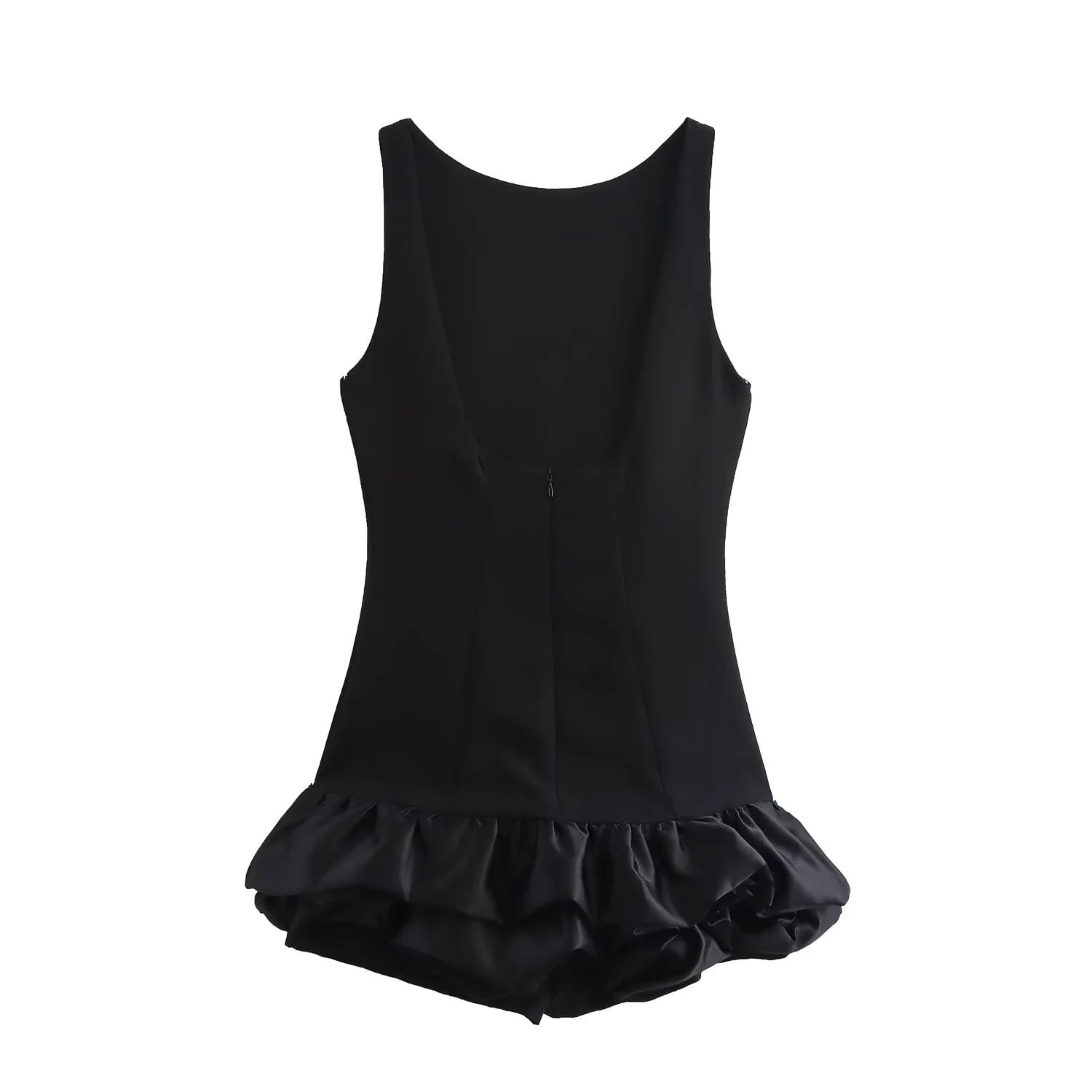 Women's Fashionable White Sleeveless Short Ruffle Dress 3