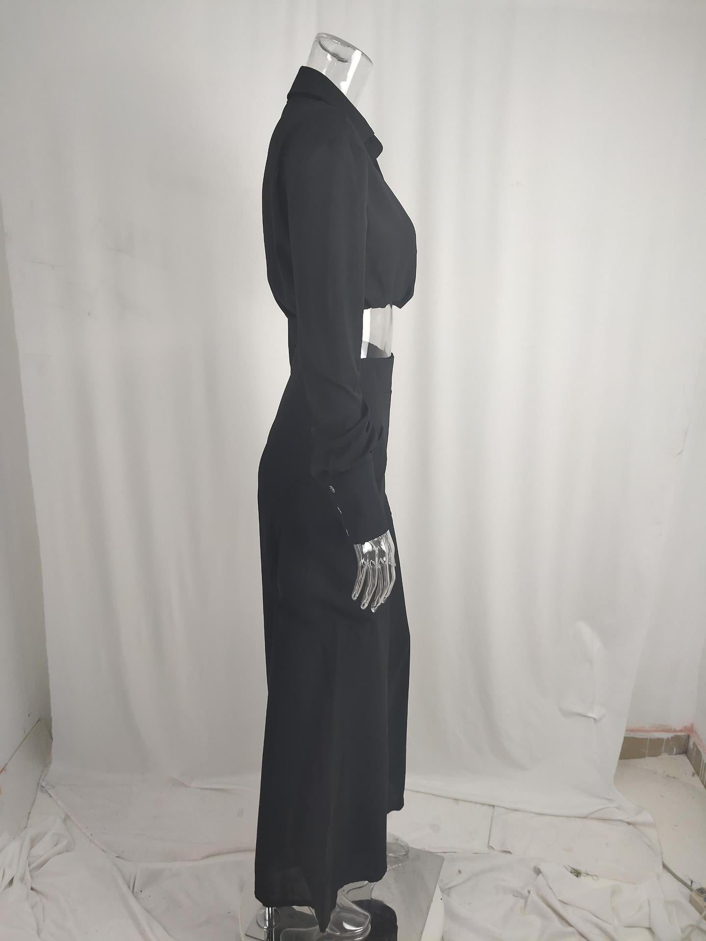 Fall Winter Women's Solid Chic Career Loose Pocket Fashion Casual Suit 21