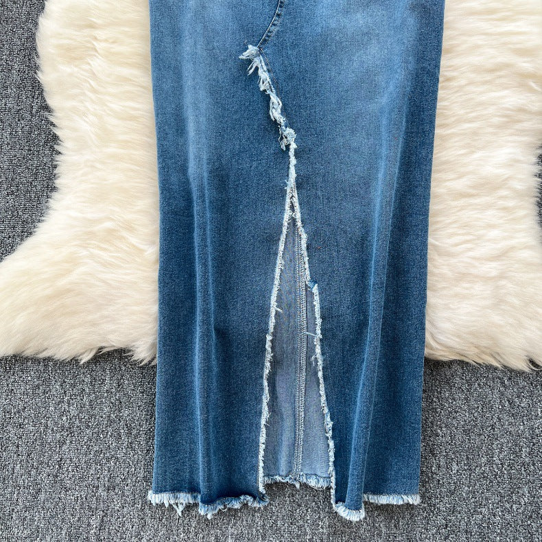 Women's Summer Slit Strap Dnim Dress 14