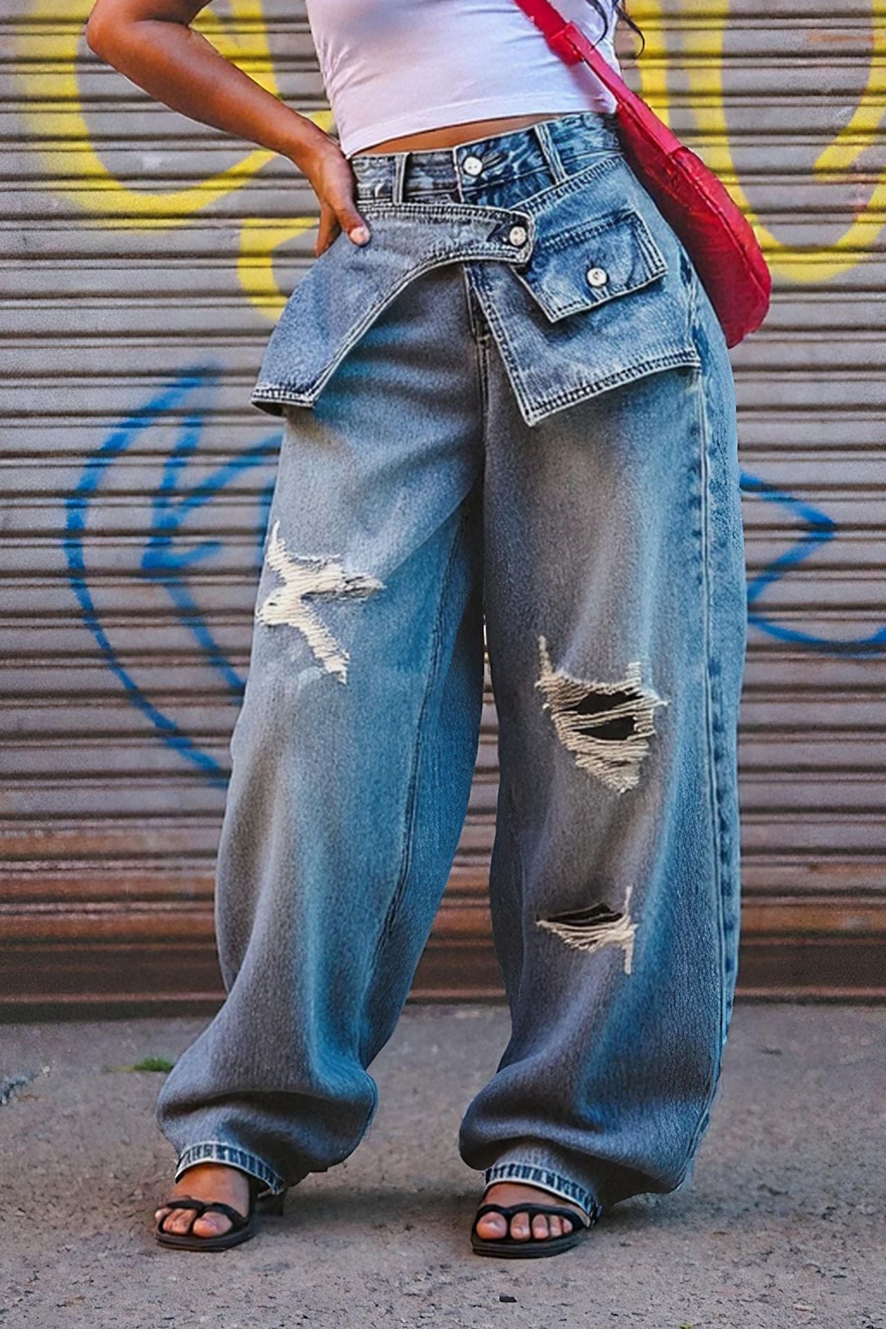Women Ripped Denim Pant 3
