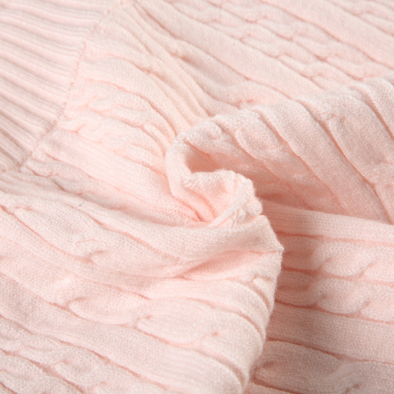 Spring Sweet Pink Turned Waist Elastic Woolen Mini Skirt 16