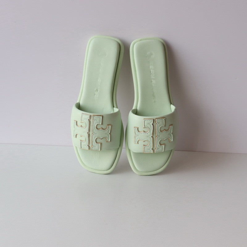 Flat Leather Beach Sandals for Women Summer Outdoor Fashionable Flip Flops 4