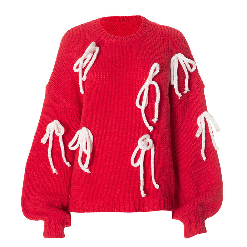 Christmas Women retro lace top sweater 7