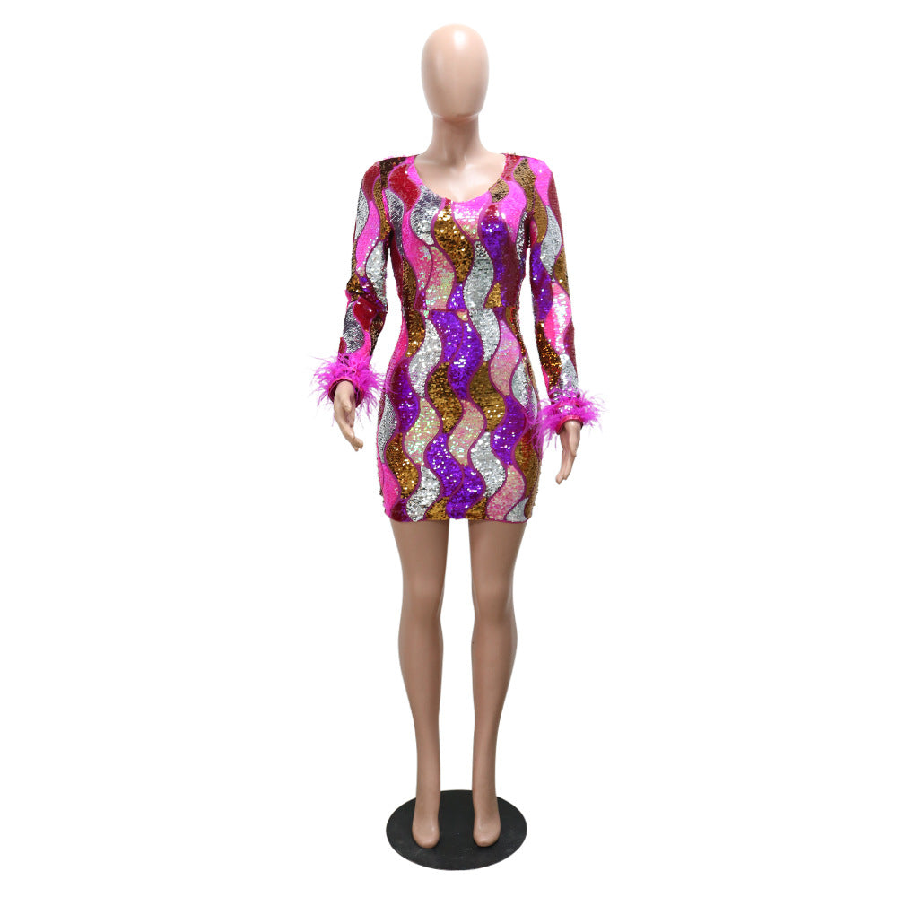 Stylish Sequin Sexy Bodycon Women Party Dress 15