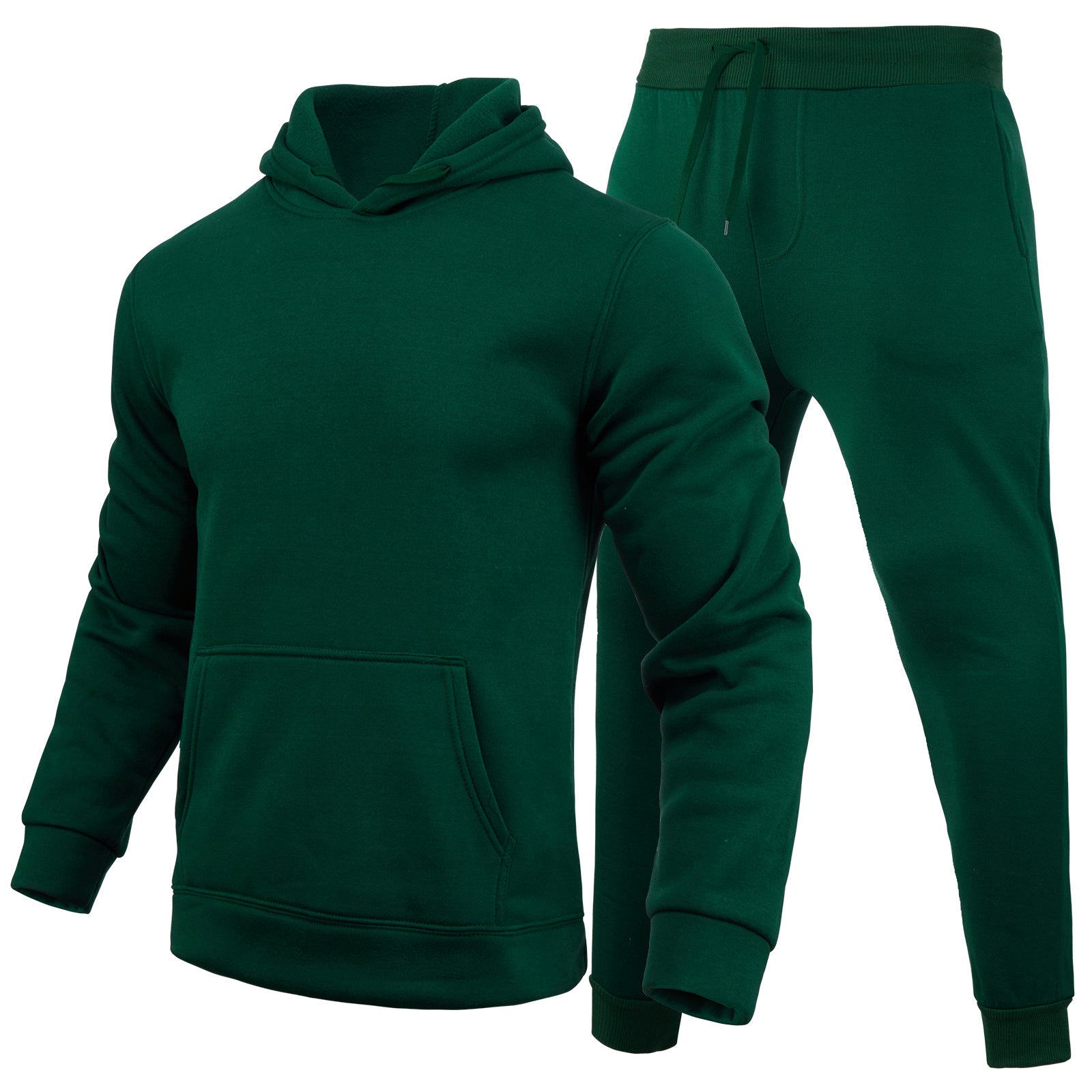 Men Casual Solid two-piece fleece loose Hoodies and sweatpants two-piece set 13