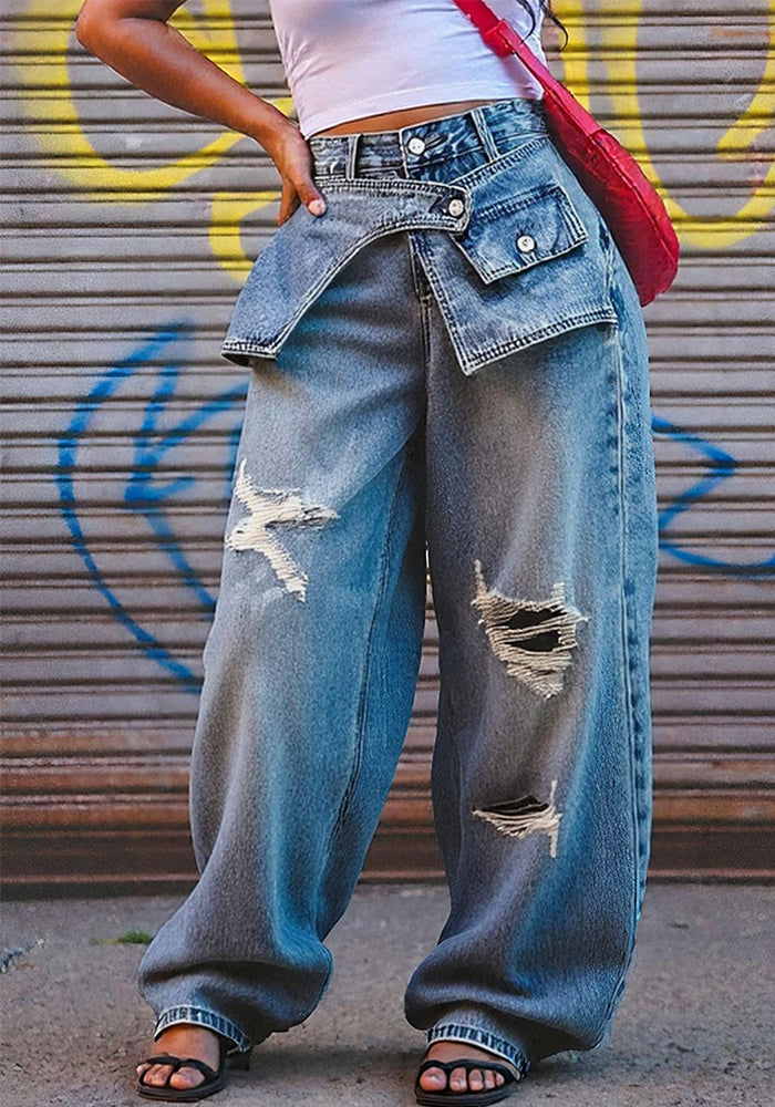 Women Ripped Denim Pant