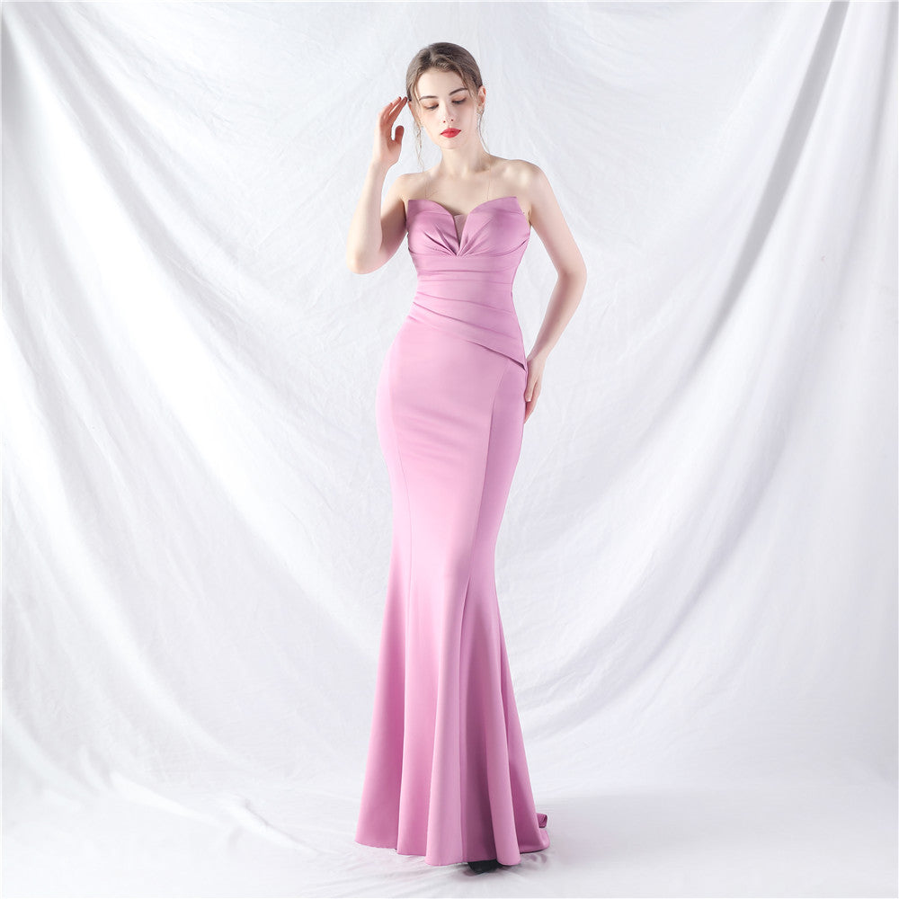 Women Sexy Off Shoulder Satin Evening Dress 17