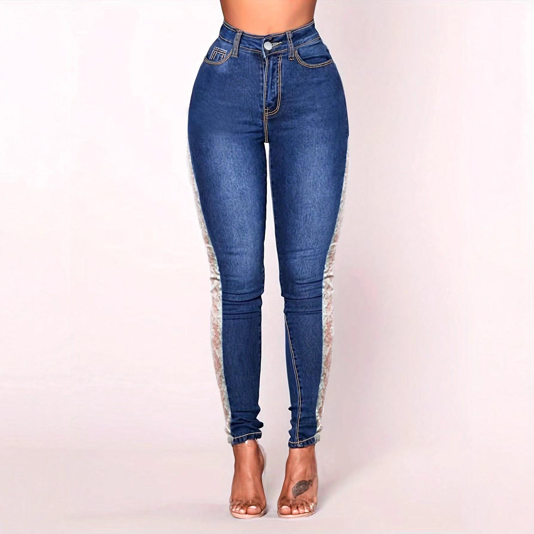 Women Sexy Lace Denim Pants 3