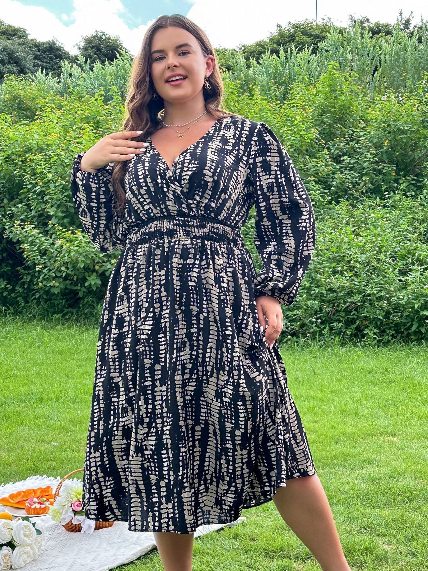 Plus Size Women Tie-Dye Print Dress 5