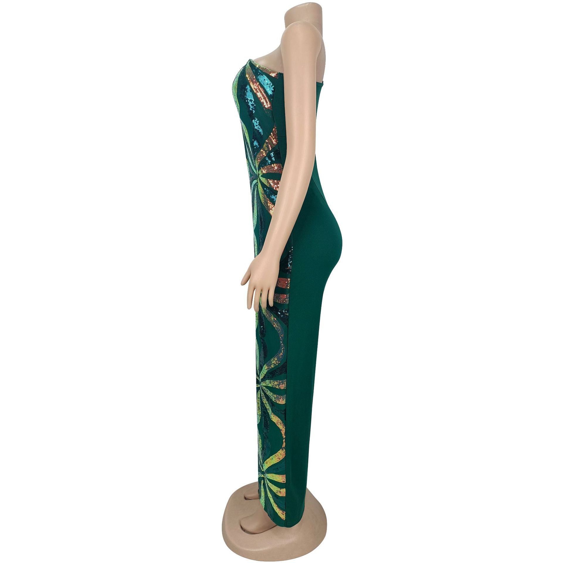 Women One Shoulder Sequin Jumpsuit 6