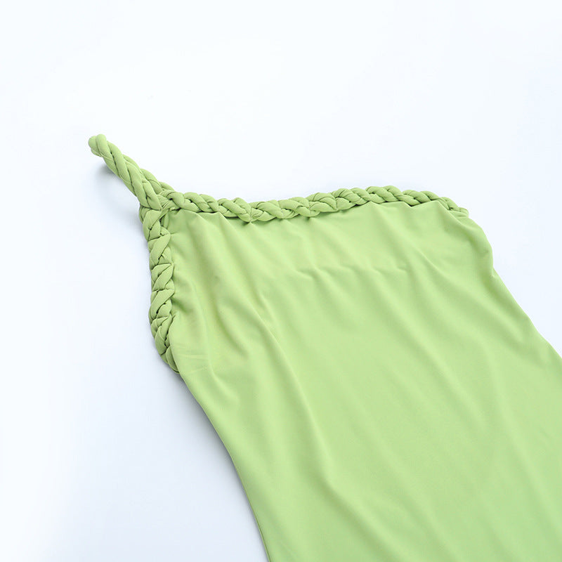 Women Summer Sexy One Shoulder Solid Bodycon Dress 8