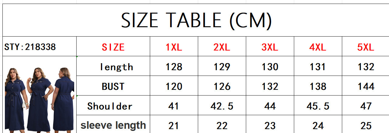 Plus Size Women Winter Turndown Collar Short Sleeve Dress 7