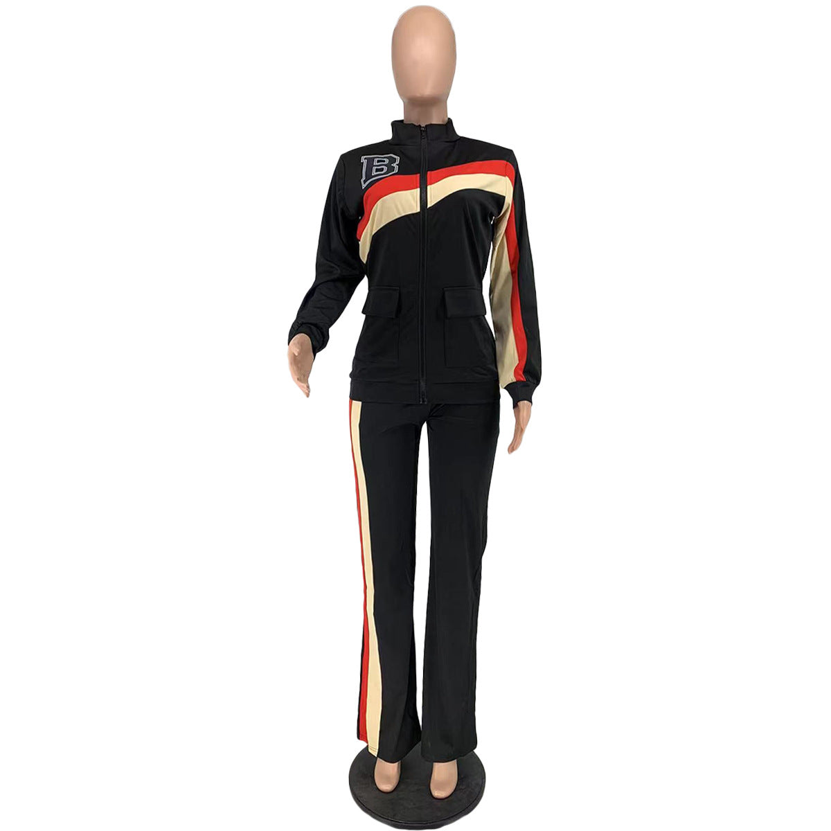 Women'S Sports Casual Fashion Two Piece Pocket Sportwear Pants Set Tracksuit 19