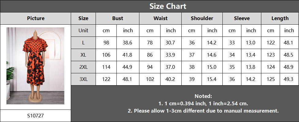 Print Shirt Plus Size A-Line Dress African Women's Wear 14