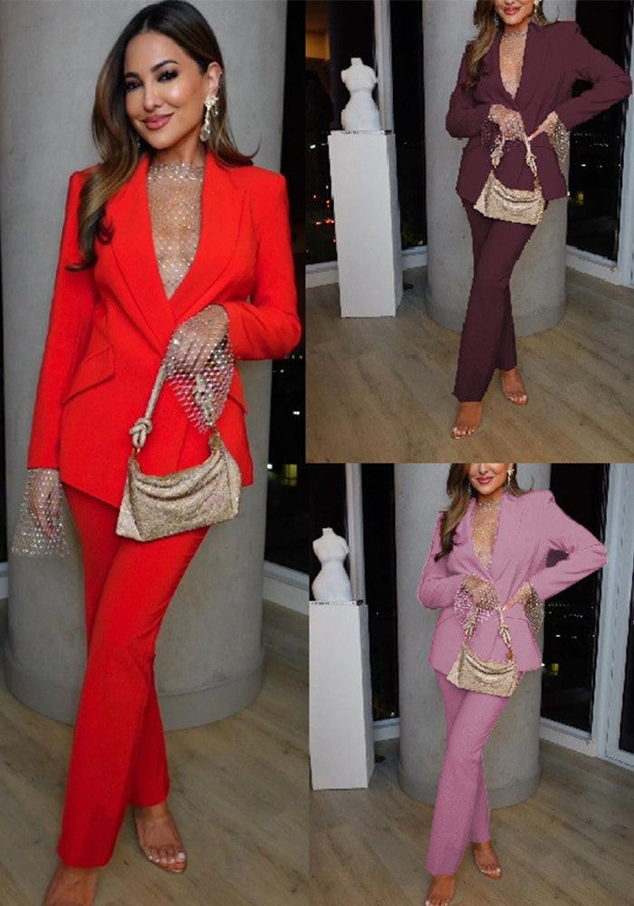 Autumn and winter fashion Casual Professional women's blazer pants two-piece suit