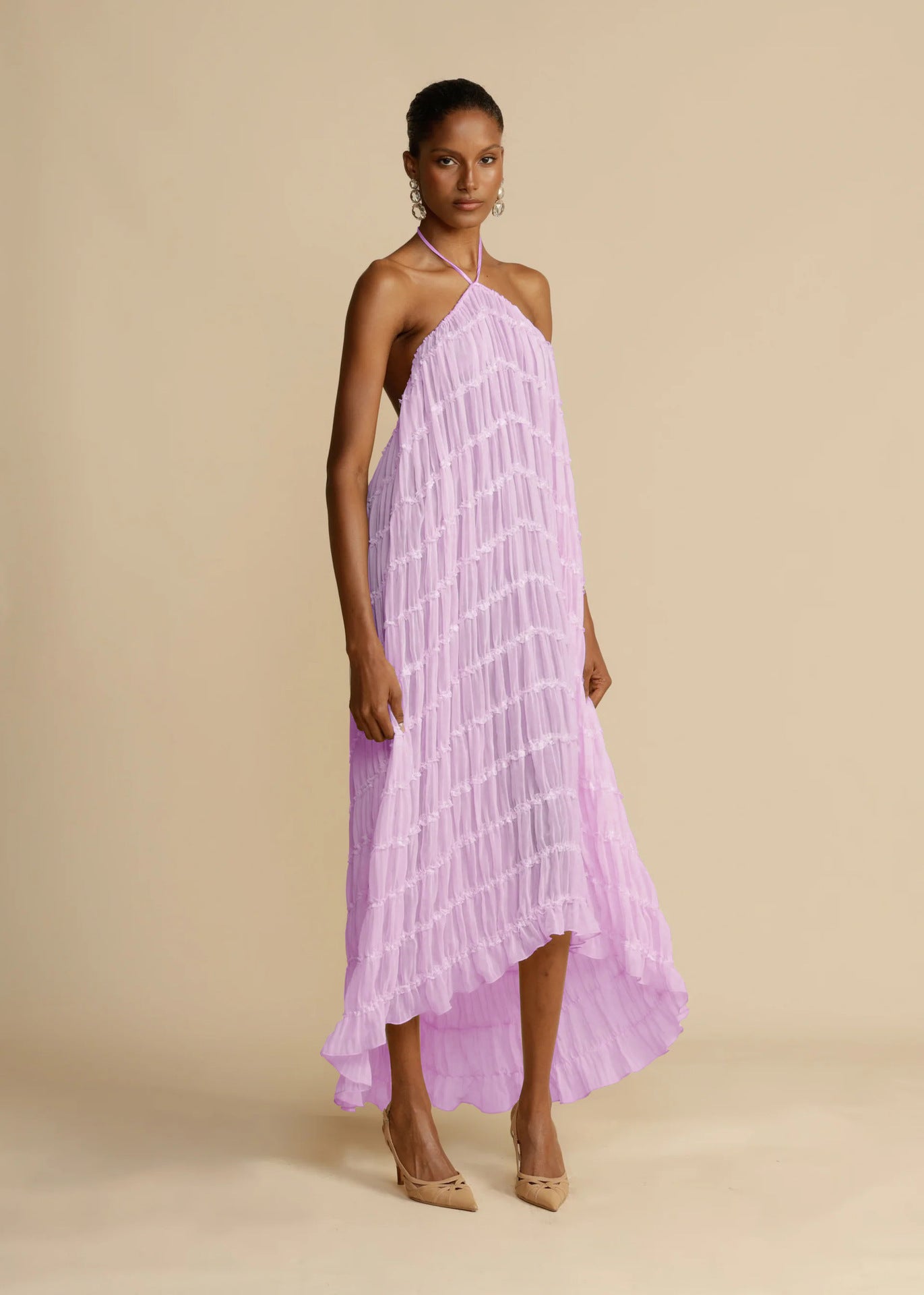 Women Spring Summer Casual Halter Neck Top and Long Skirt two-piece set 48