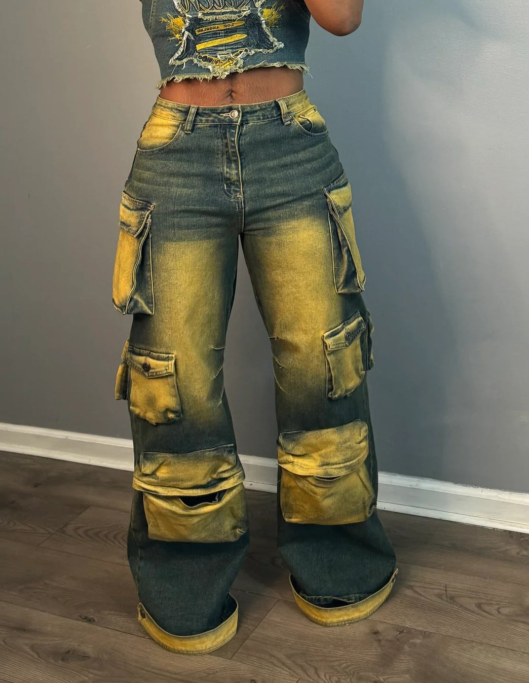 Loose Multi-Pocket Denim Cargo Pants 3