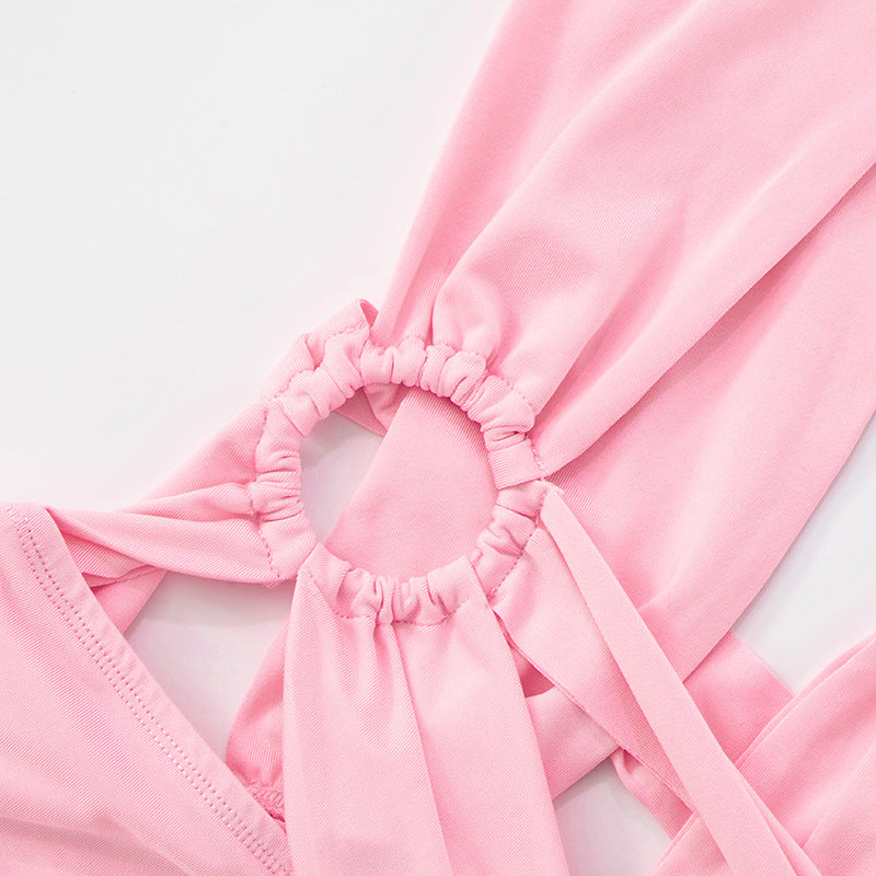 Women Sexy Hollow Cross Lace-Up Ribbon Bodycon Dress 20