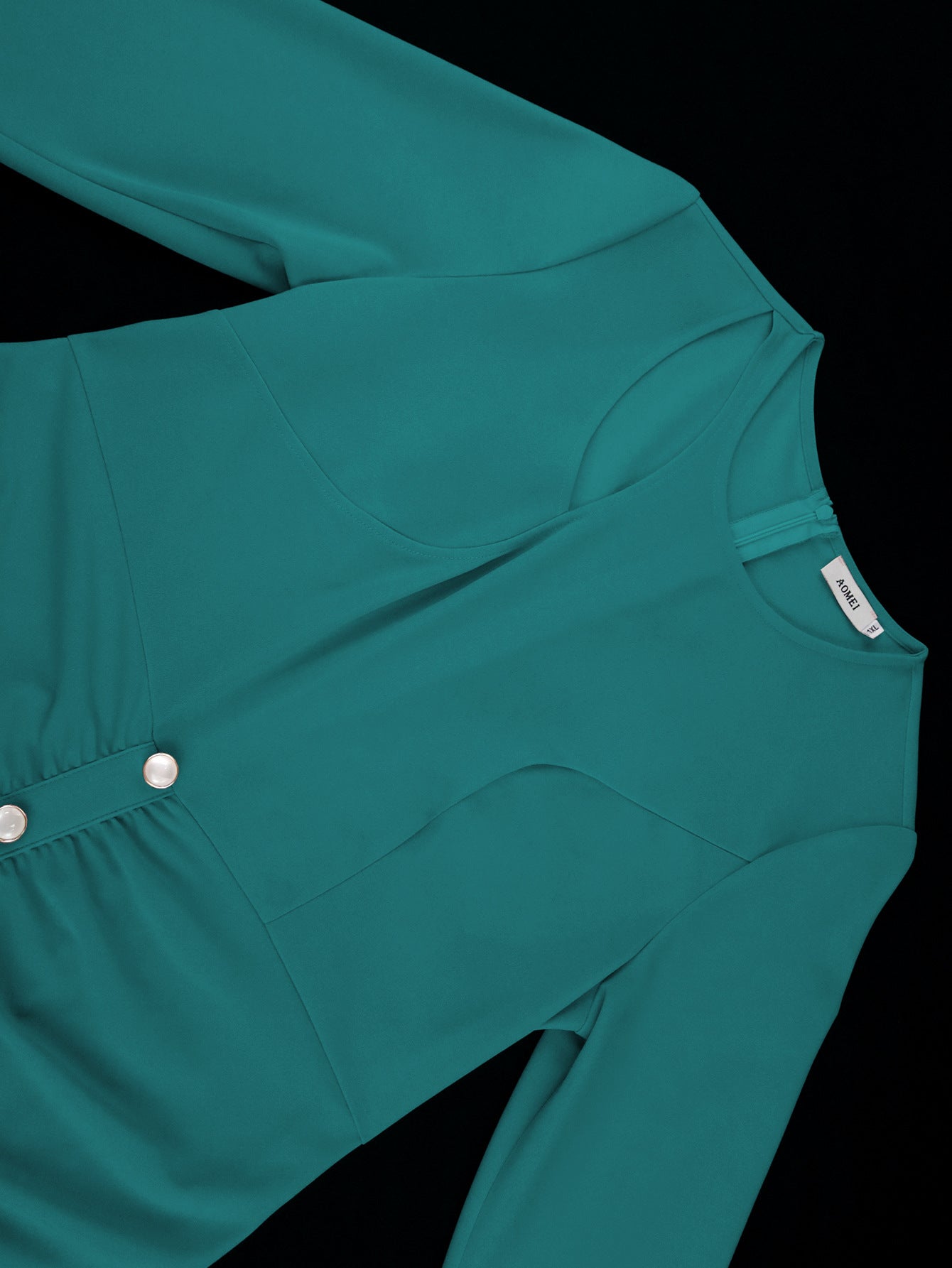 Spring Summer Hollow Button Fashionable And Career Ruched Bodycon Dress 3