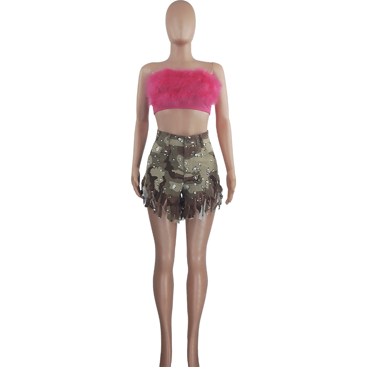 Fashionable Women's Camouflage Tassel Shorts 5