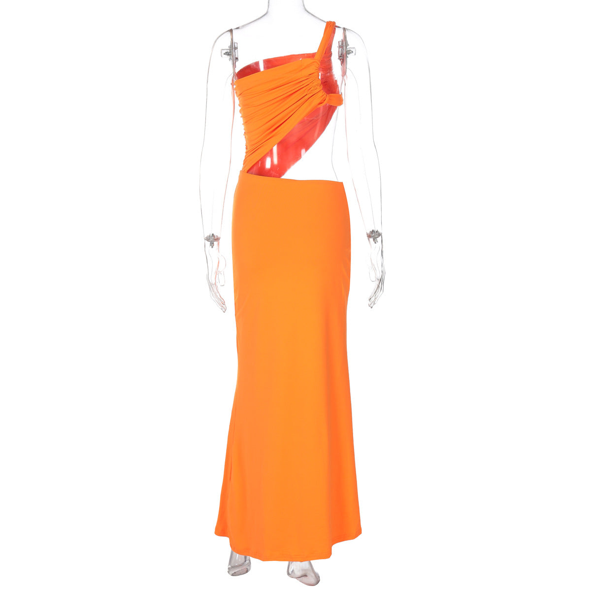 Sexy One-Shoulder Cut-Out Open Waist Slim Long Dress 18