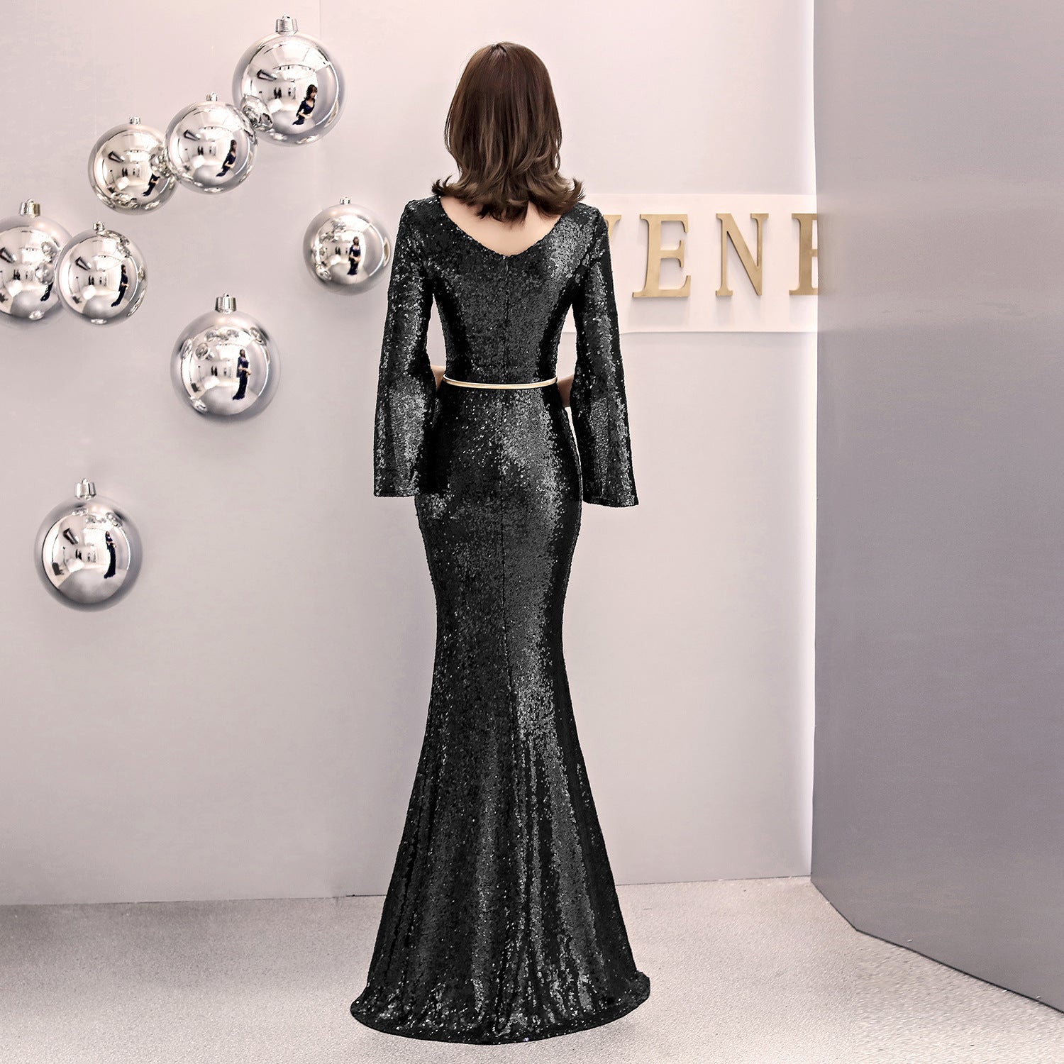 Women Formal Party Elegant Sexy Sequin Fishtail Evening Dress 17
