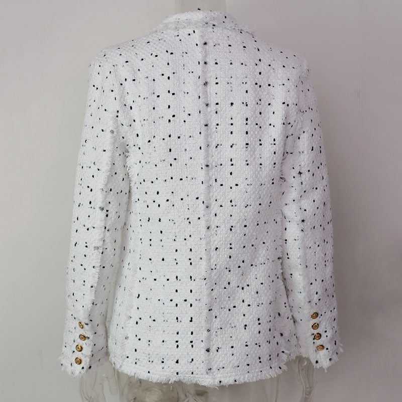 Women Autumn and Winter Turndown Collar Double-Breasted Blazer 19