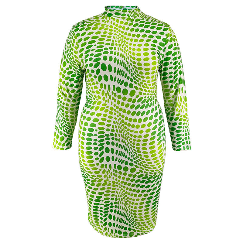 Plus Size Women Long Sleeve Slit Half Turtleneck Dress 9