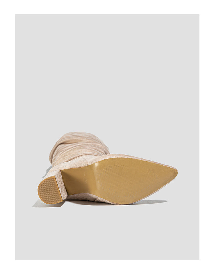 Women high-heeled suede wrinkled high-cut boots 22