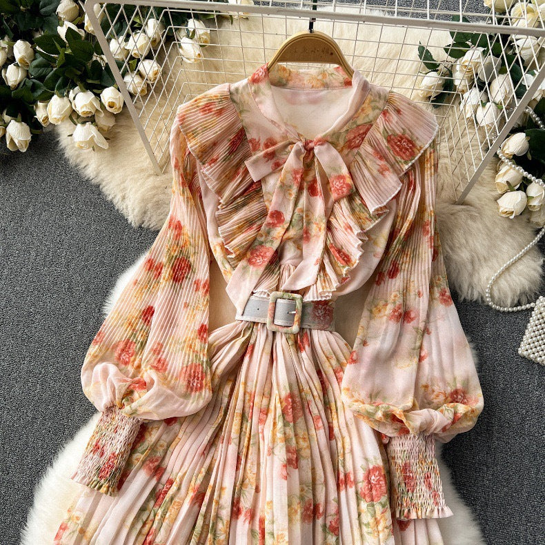 Women French floral pleated skirt 11