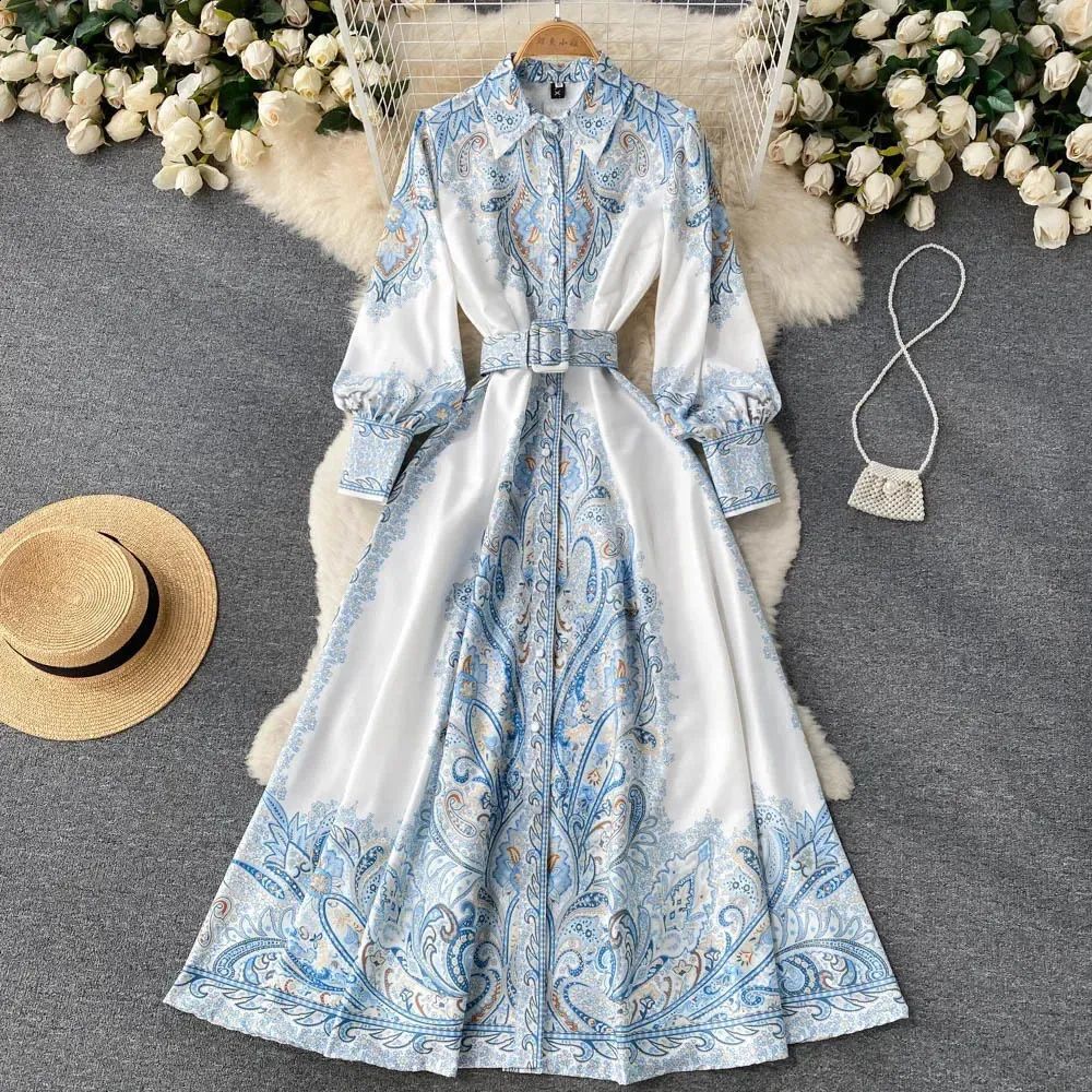 Women Vintage Print French Dress 3