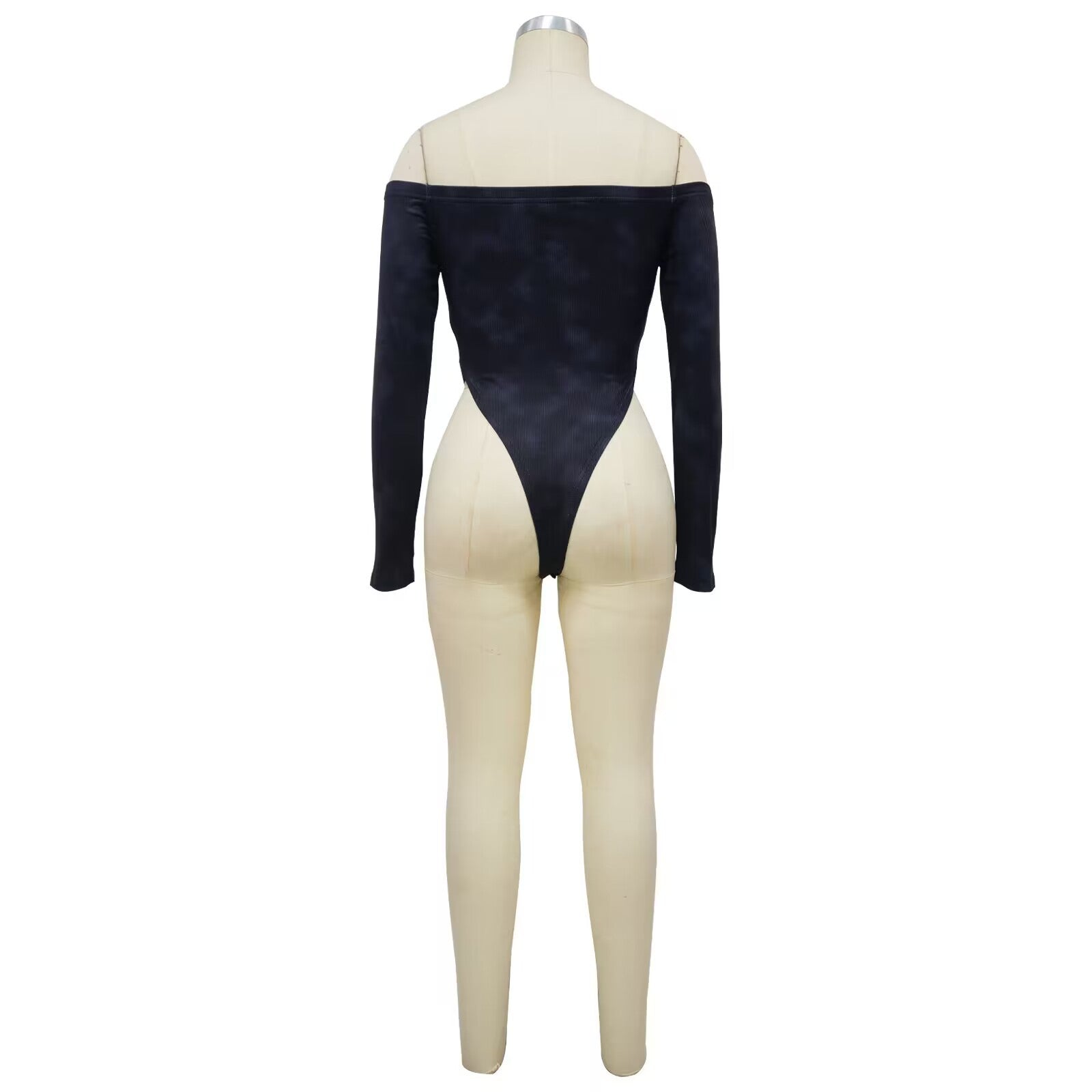 Fashion Women's Off Shoulder Long Sleeve Bodysuit Pants Two Piece Set 17