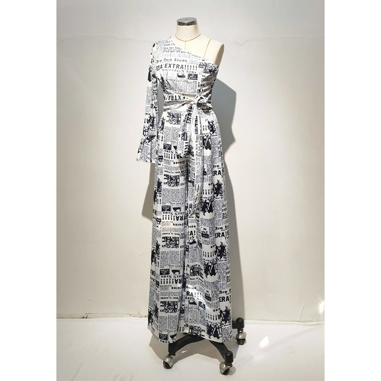 Women's Single Sleeve Print Tie Jumpsuit 17