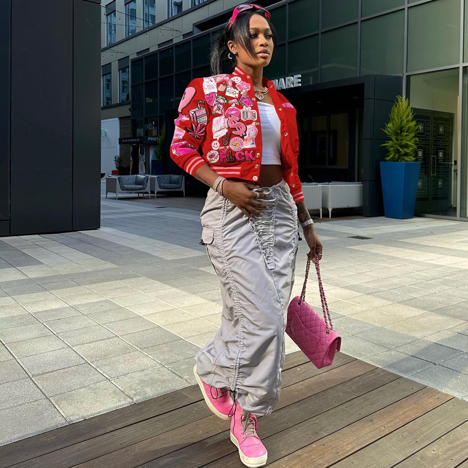 Women'S Fashion Print Baseball Jacket 4