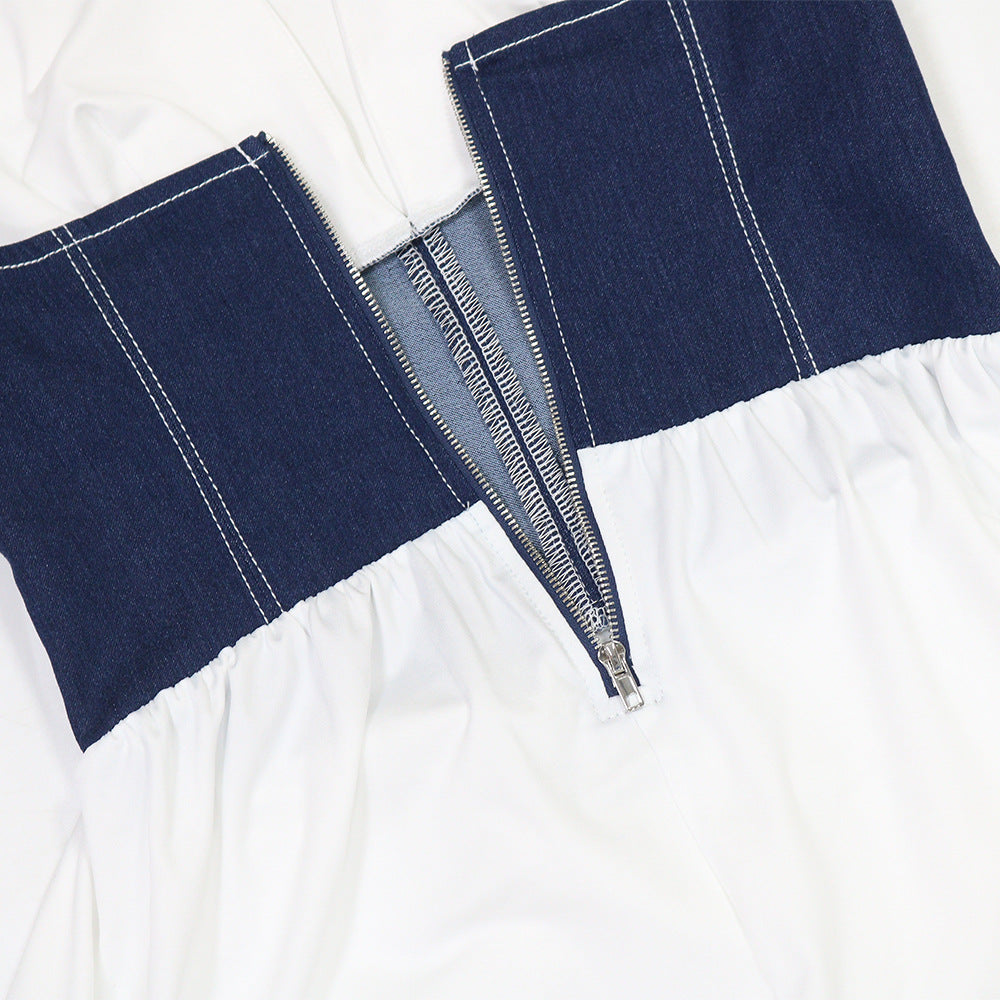 Women Slit Irregular Patchwork V-neck Dress 9