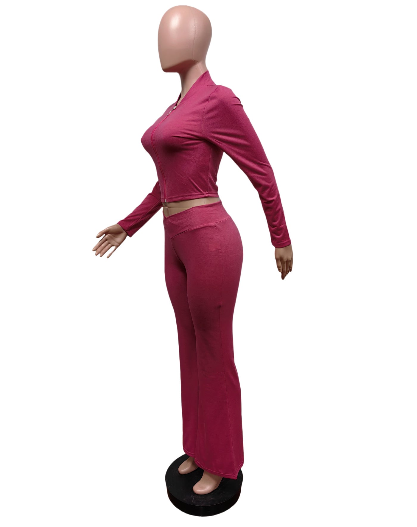 Women Solid Stretch long sleeve Top and Pant two-piece set 6