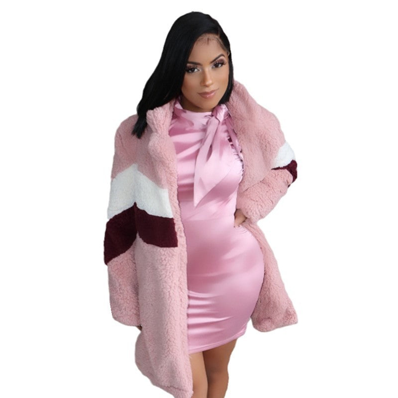 Women Winter Plush Patchwork Warm Jacket 4