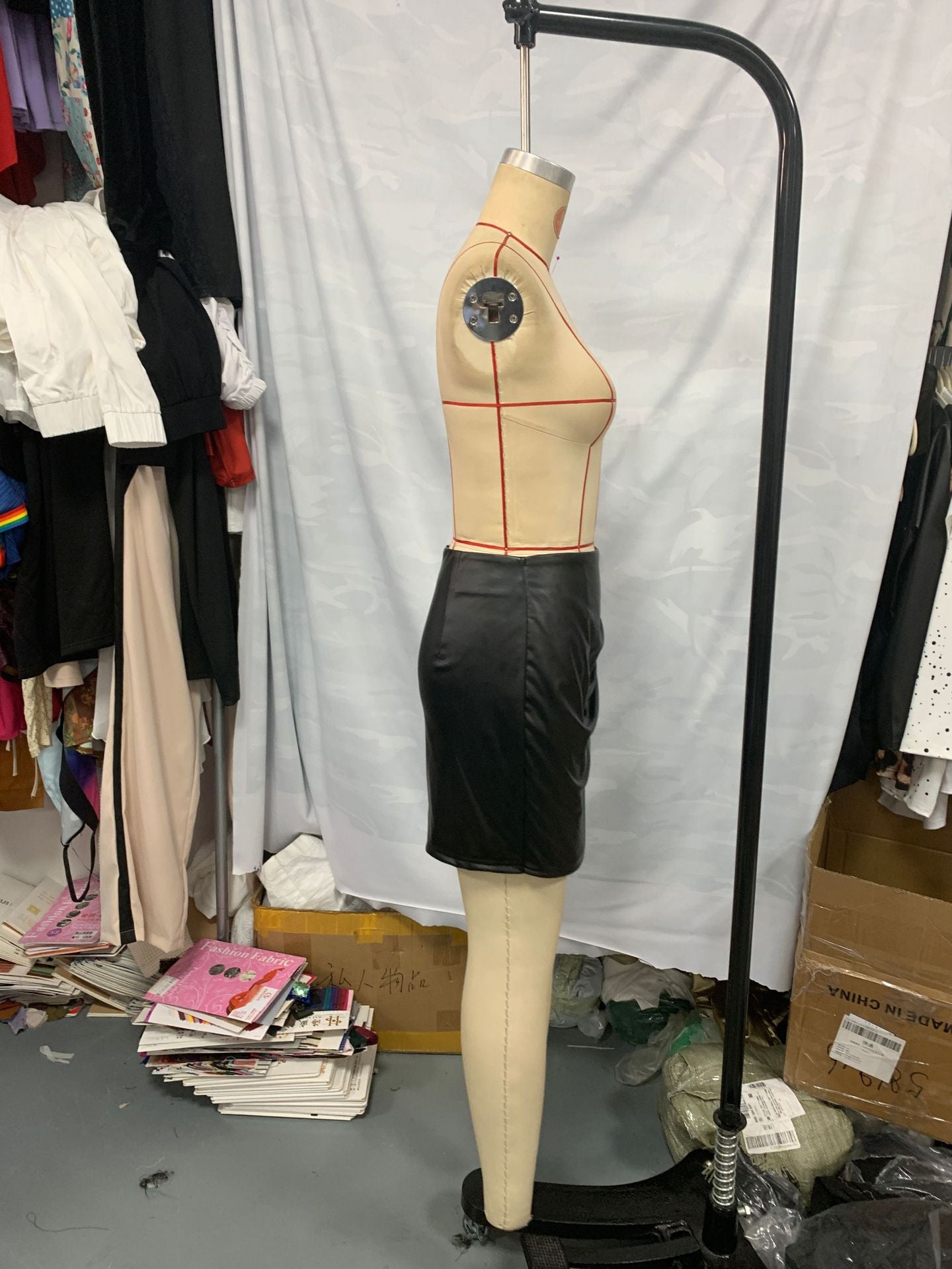 Women Sexy Irregular Pu Leather Bodycon Zipper Skirt 9