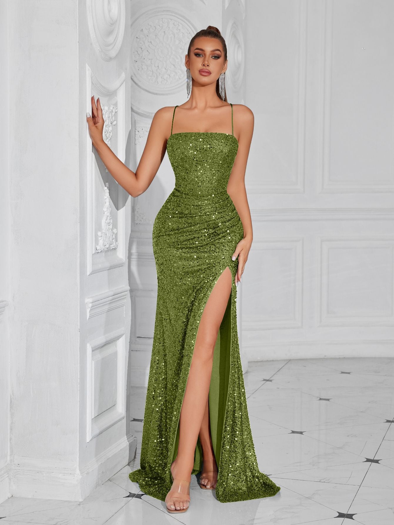 Women formal party strapless sequined luxury evening dress. 27