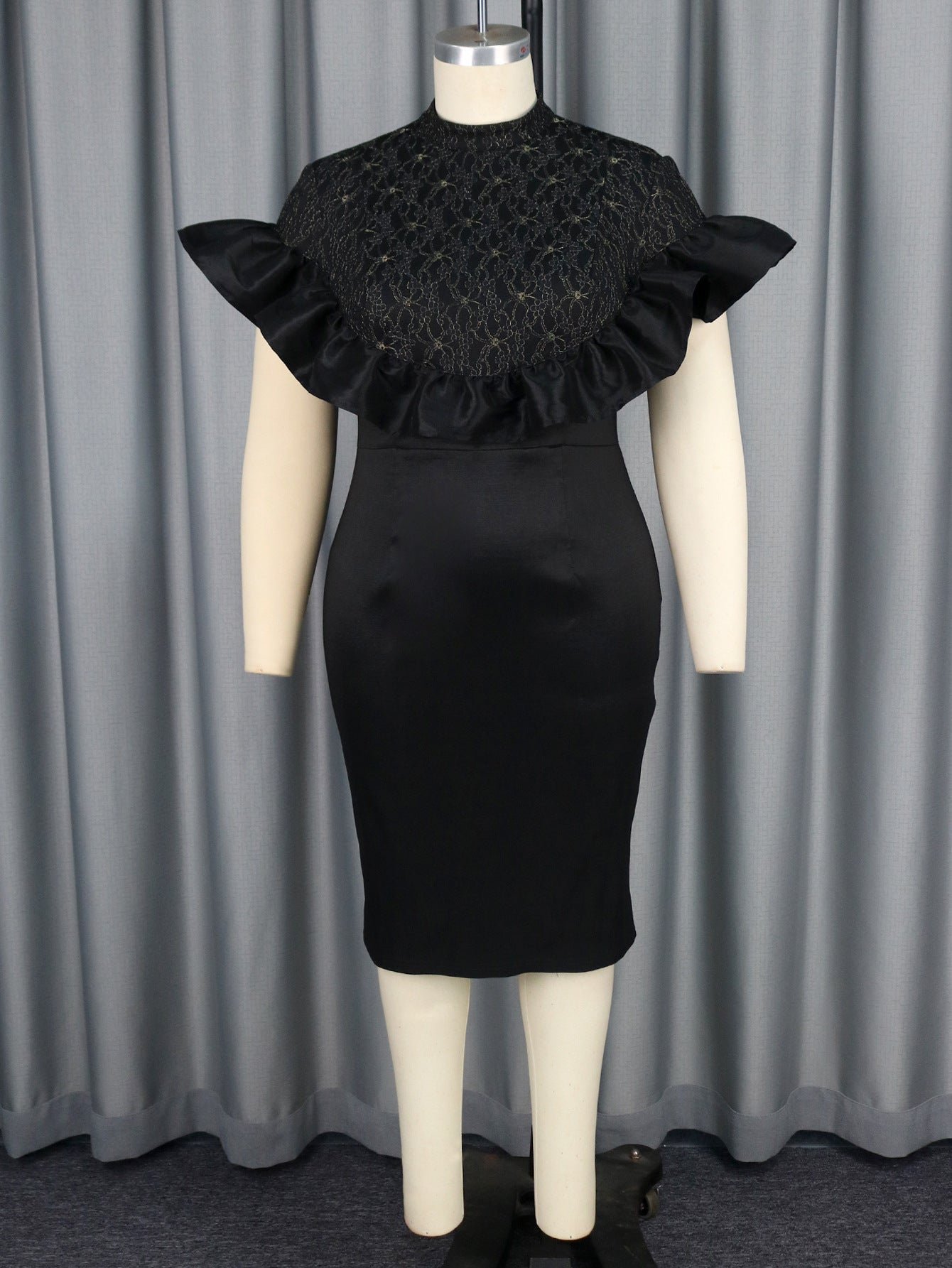 Elegant Chic Half Turtleneck Lace Party Dress 3