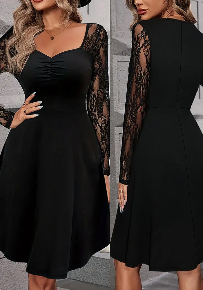 Women's Fashion Elegant Lace Patchwork A-Line Plus Size Dress