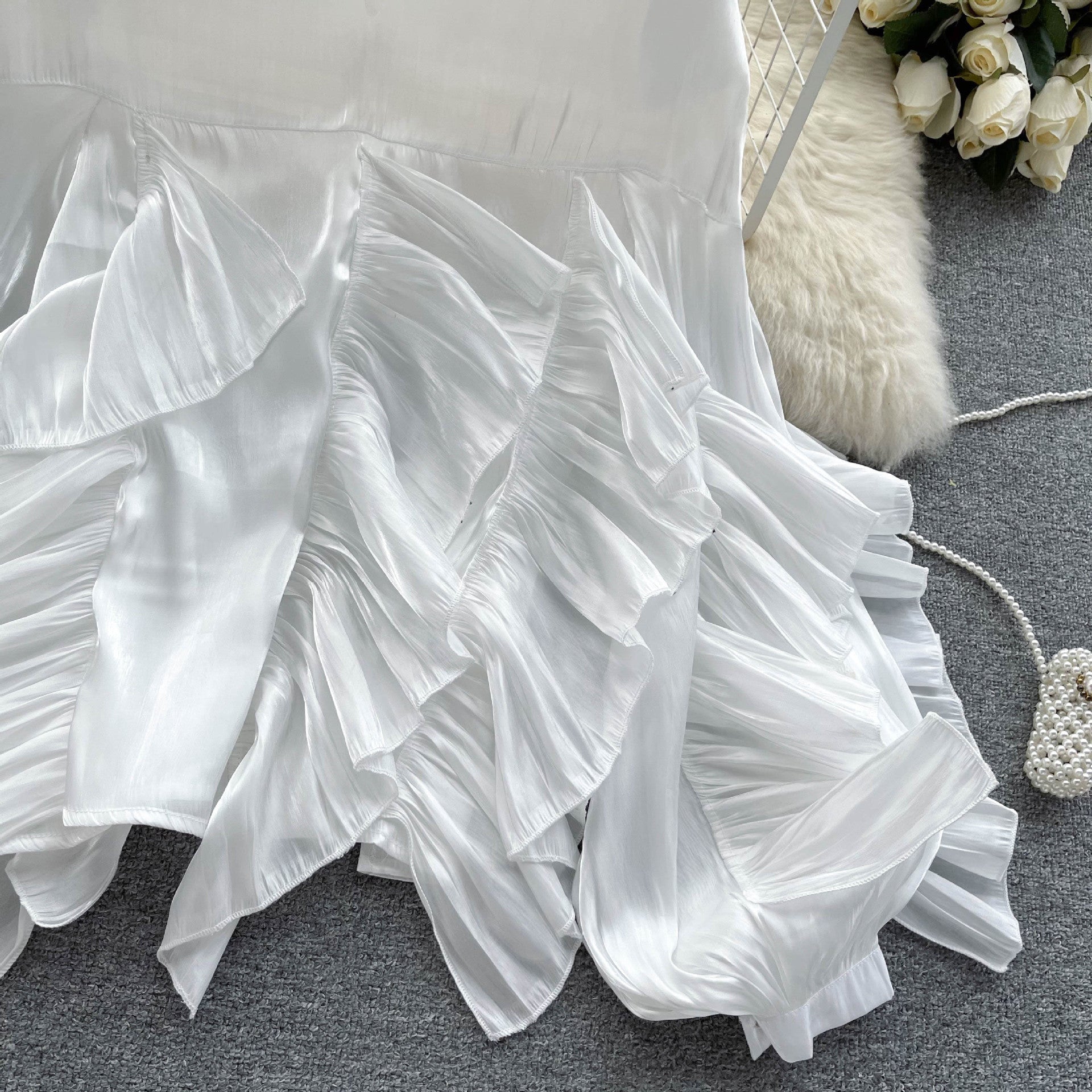 Irregular Ruffled Long-Sleeve Chiffon Blouse Autumn Loose Shirt 10