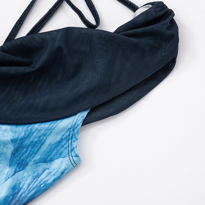 Women Sexy Backless Swing Neck Printed Side Ribbon Bodycon Dress 24