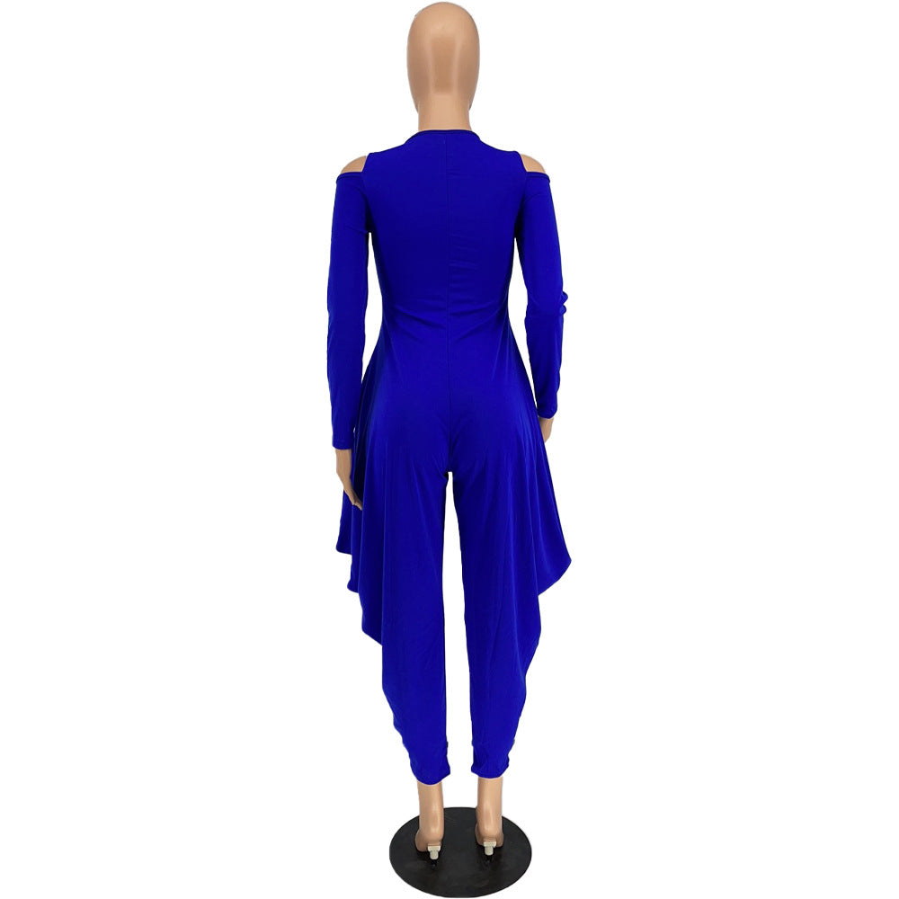 Women's Solid Color Cutout Long Sleeve Fashionable Loose Jumpsuit 21