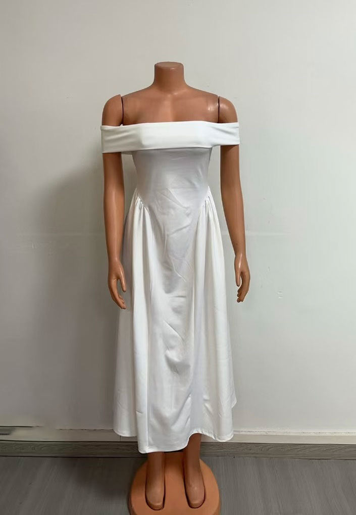 Women Elegant Solid Off Shoulder Formal Party Dress 13