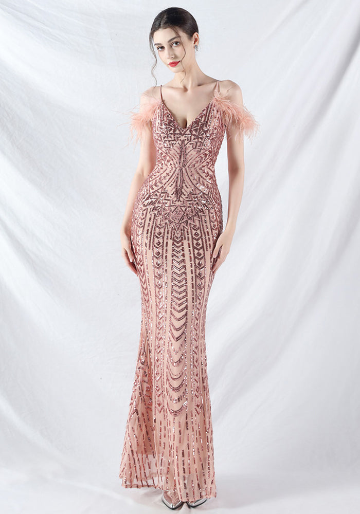 Luxury Sequins Plus Size Formal Party Evening Dress