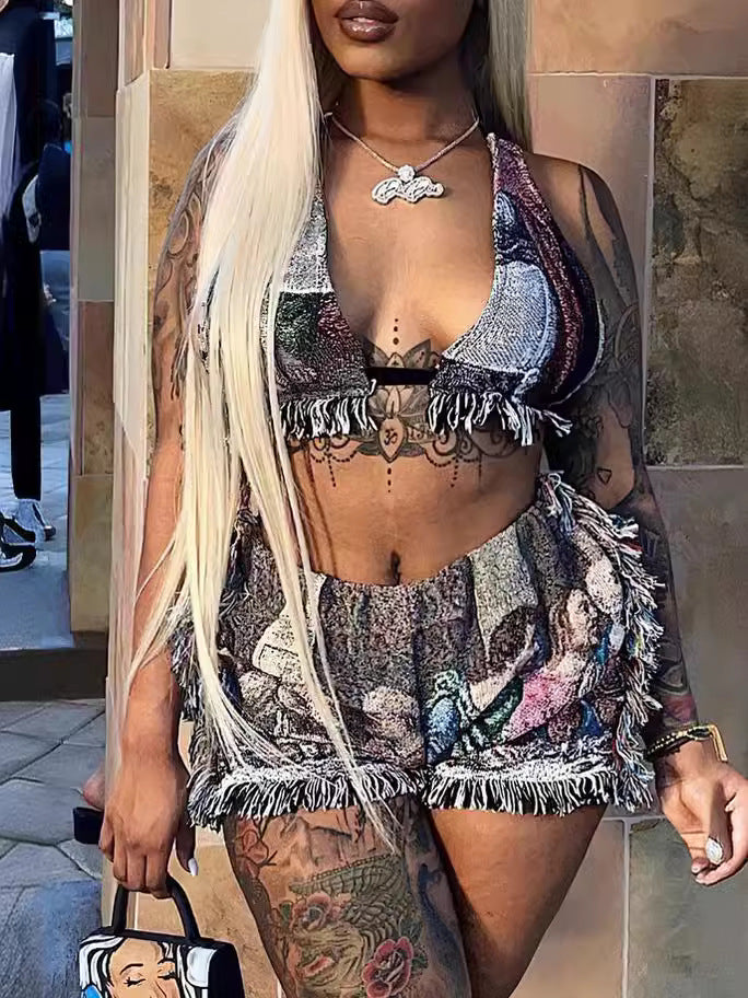 Women’s High-Waist Printed Shorts & Bra Set 5